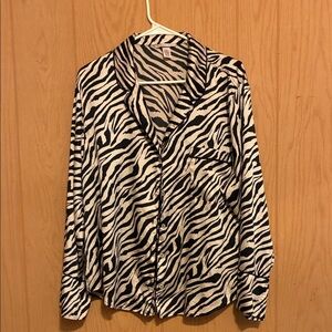 Victoria's Secret Black and White Zebra Button Down Shirt